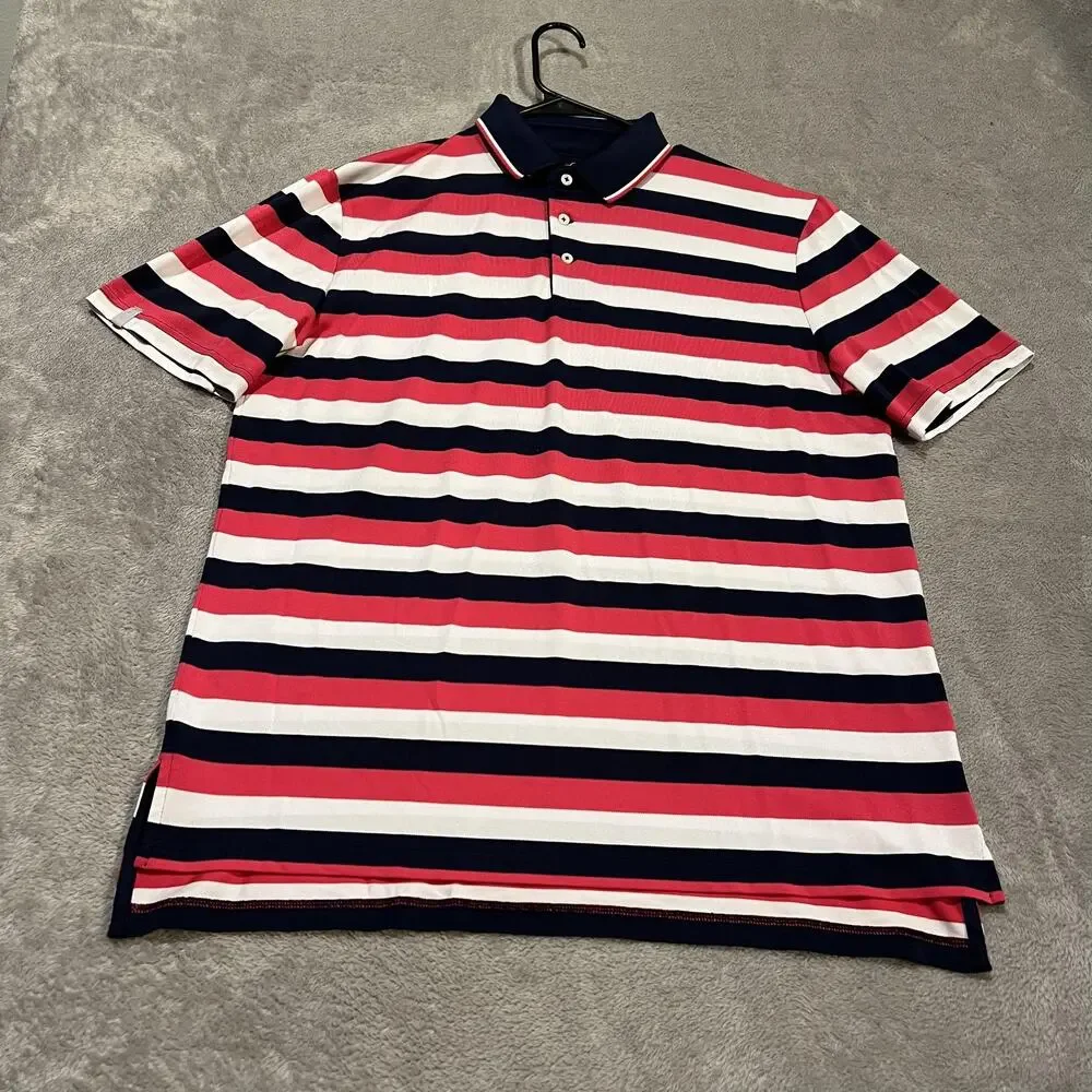 RLX Ralph Lauren Polo Shirt Mens XL Blue Red White Stripe Golf USA